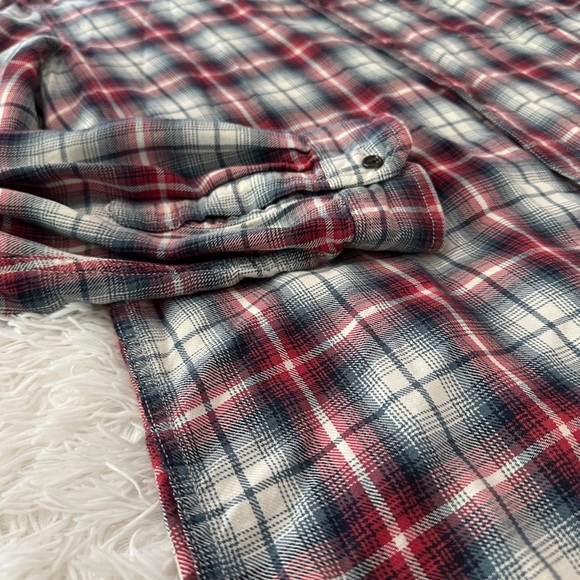 GAP Red & Navy Plaid Flannel Button-Down Shirt Men’s Large - Picture 13 of 14